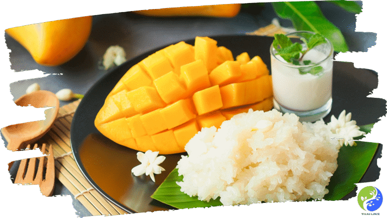 찹쌀을 곁들인 망고