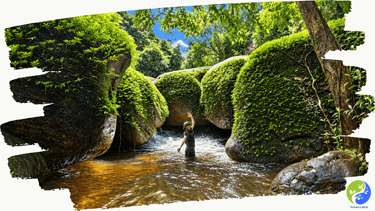La cascada Kinnaree y Roca del Delfín